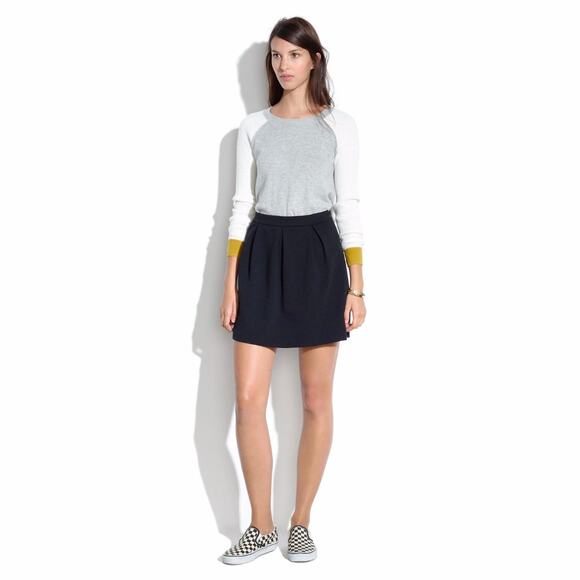 Madewell Y2K Bistro Texture Striped A-Line Pleated Mini Skirt sz 12 Large - Picture 2 of 11